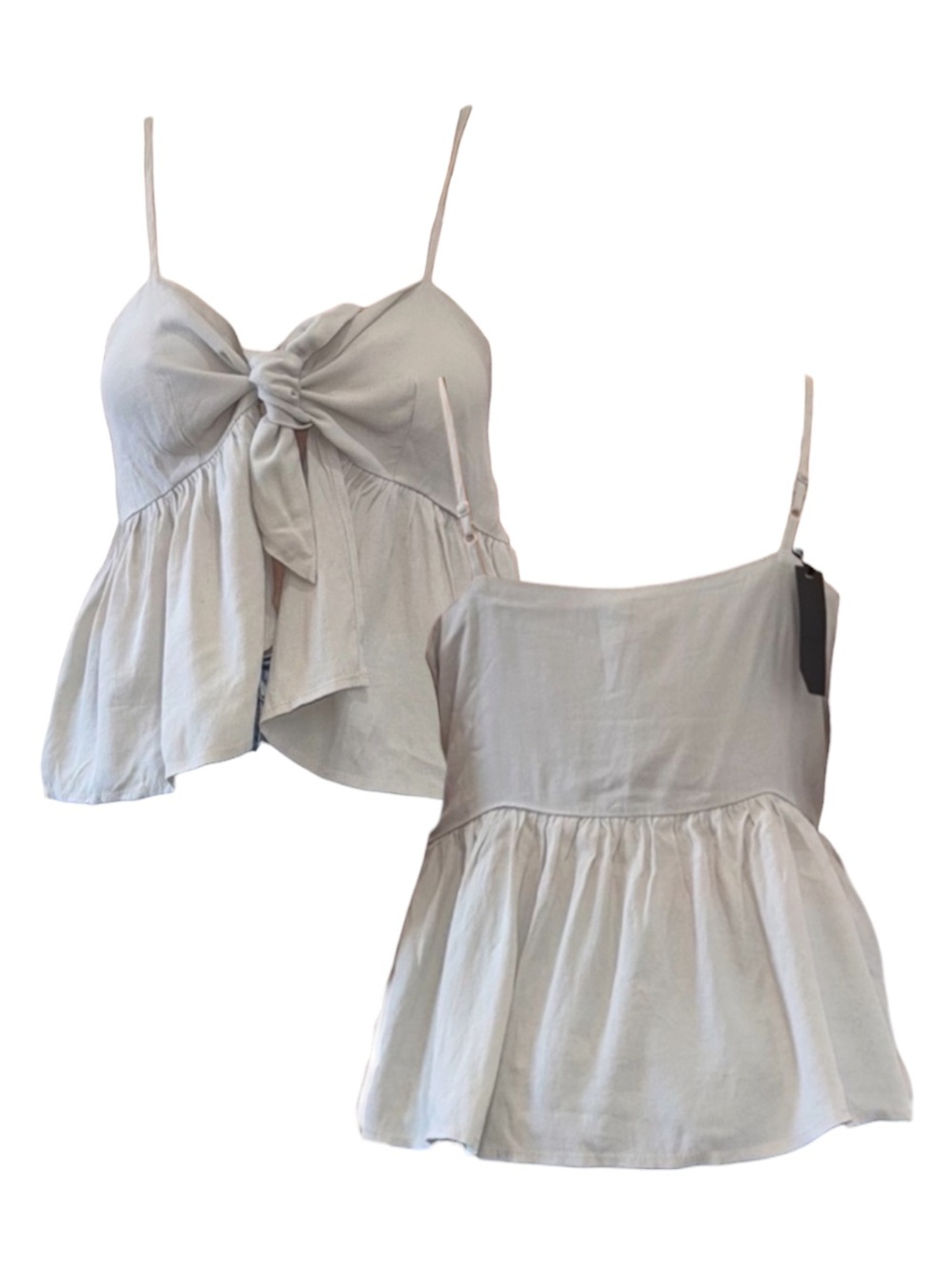 Honey Punch Light Gray Tie-Front Spaghetti Strap Camisole